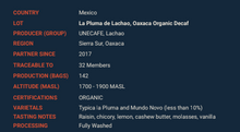 Load image into Gallery viewer, Mexican La Pluma de Lachao, Oaxaca Organic Decaf MWP