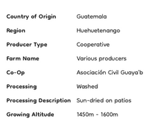 Load image into Gallery viewer, Guatemala Huehuetenango Fair Trade Organic Bird Friendly