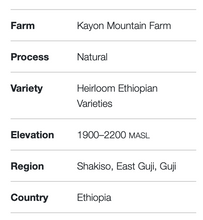 Load image into Gallery viewer, Ethiopia Kayon Mountain – Organic Natural Guji (Light Roast)