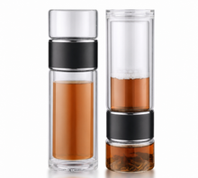 Load image into Gallery viewer, Double Wall Tea Glass Bottle With Stainless Steel Filter Tea Steeper