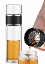 Load image into Gallery viewer, Double Wall Tea Glass Bottle With Stainless Steel Filter Tea Steeper