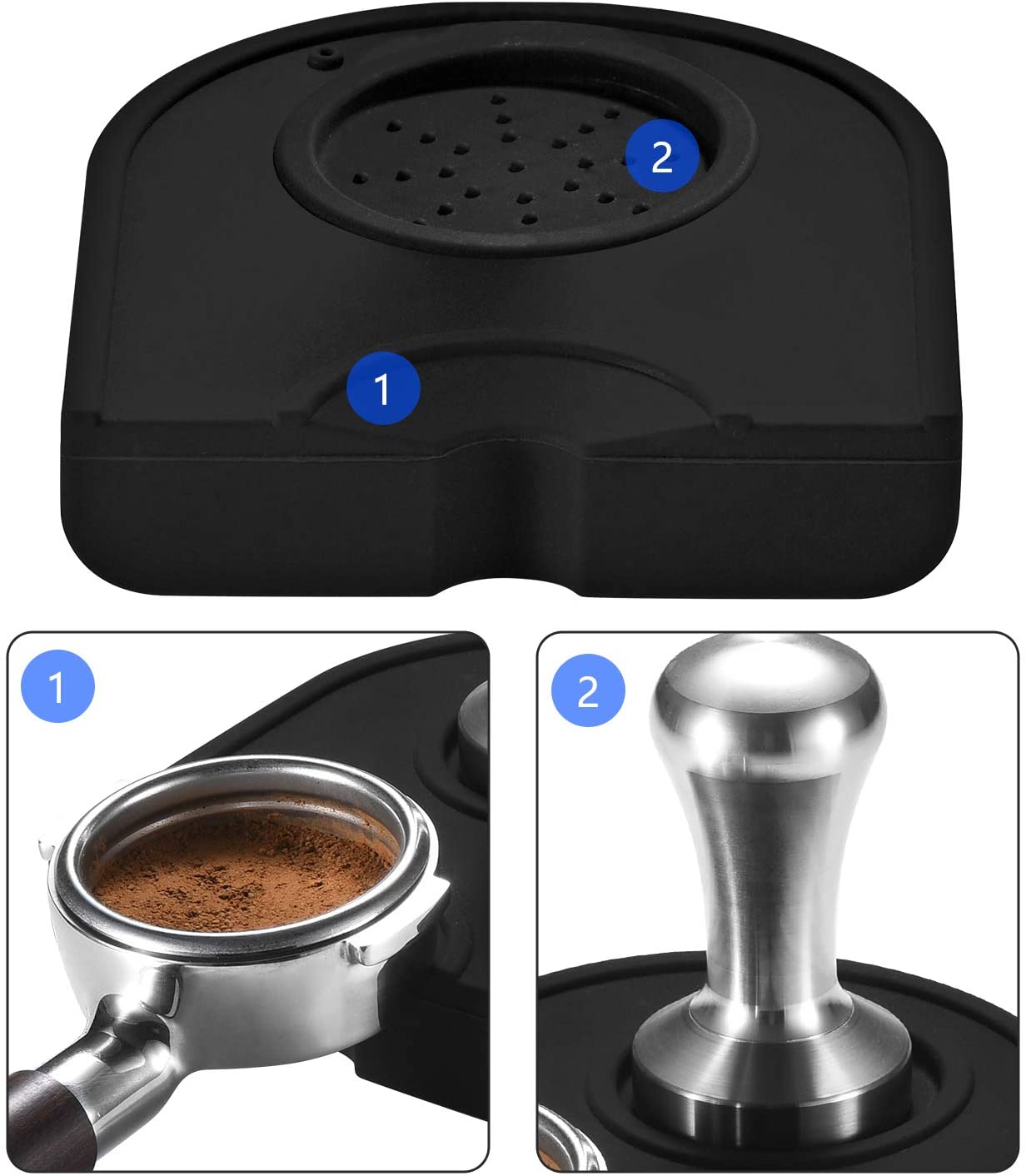 Nulink Silicone Gel Coffee Tamper Mat, Espresso Silicone Tamper Mat, Silicone Tamping Pad for Barista Tool Home Kitchen Bar Coffee Shop