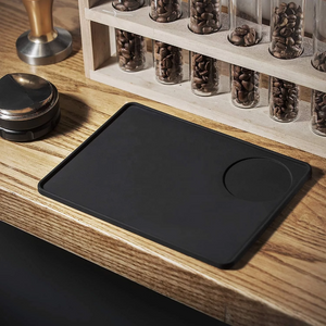 Silicone Anti-Slip Espresso Tamper Mat - Keeps Your Counter Clean, Fits Most Machines (Black, Non-Slip Base)